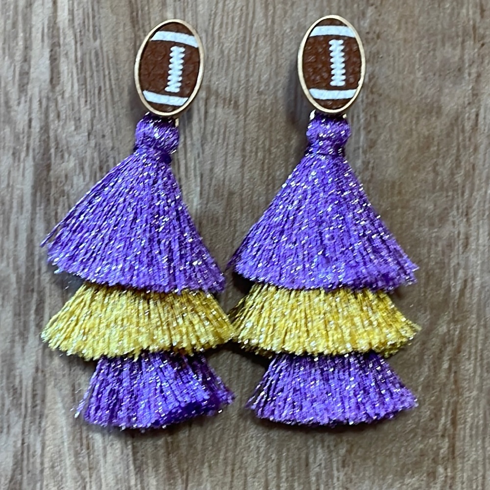 🎉💜 Football Fringe Earrings Game Days